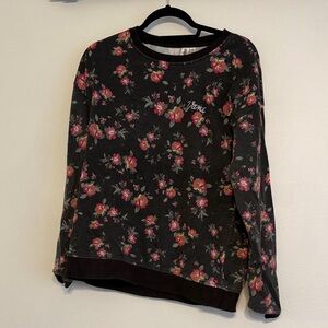 Vans Black Sweatshirt with Pink Floral Design